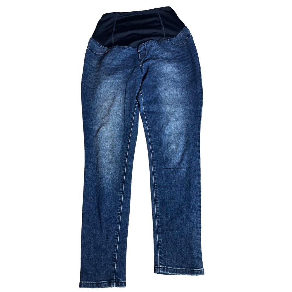 Women's Maternity Jeans Size 10 Blue Skinny Dark Wash Denim Isabel Over Belly